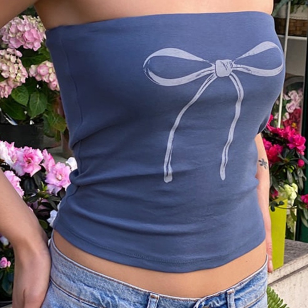 2 TUBE TOPS 🌸 Blue Strapless Spandex Blend and Cotton 🌸 Casual and fun
